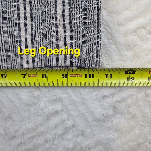 SO High Rise Wide Leg Linen Striped Pants Navy Ivory Women's Size Large - Picture 13 of 13